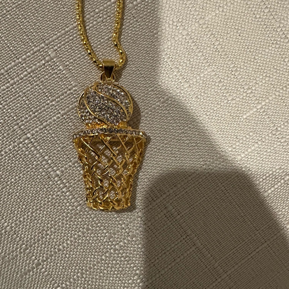 Gold or Silver Basketball Hoop Pendant - Picture 3 of 16